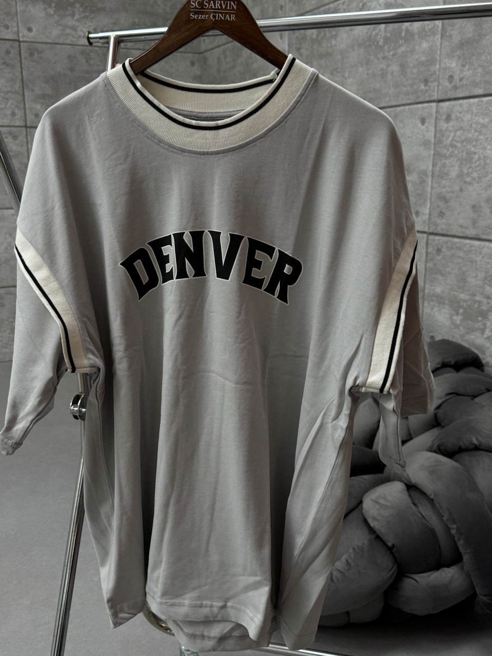 T-SHİRTBoyamagri Denver Baskılı Parçalı Oversize T-SHIRT PNC