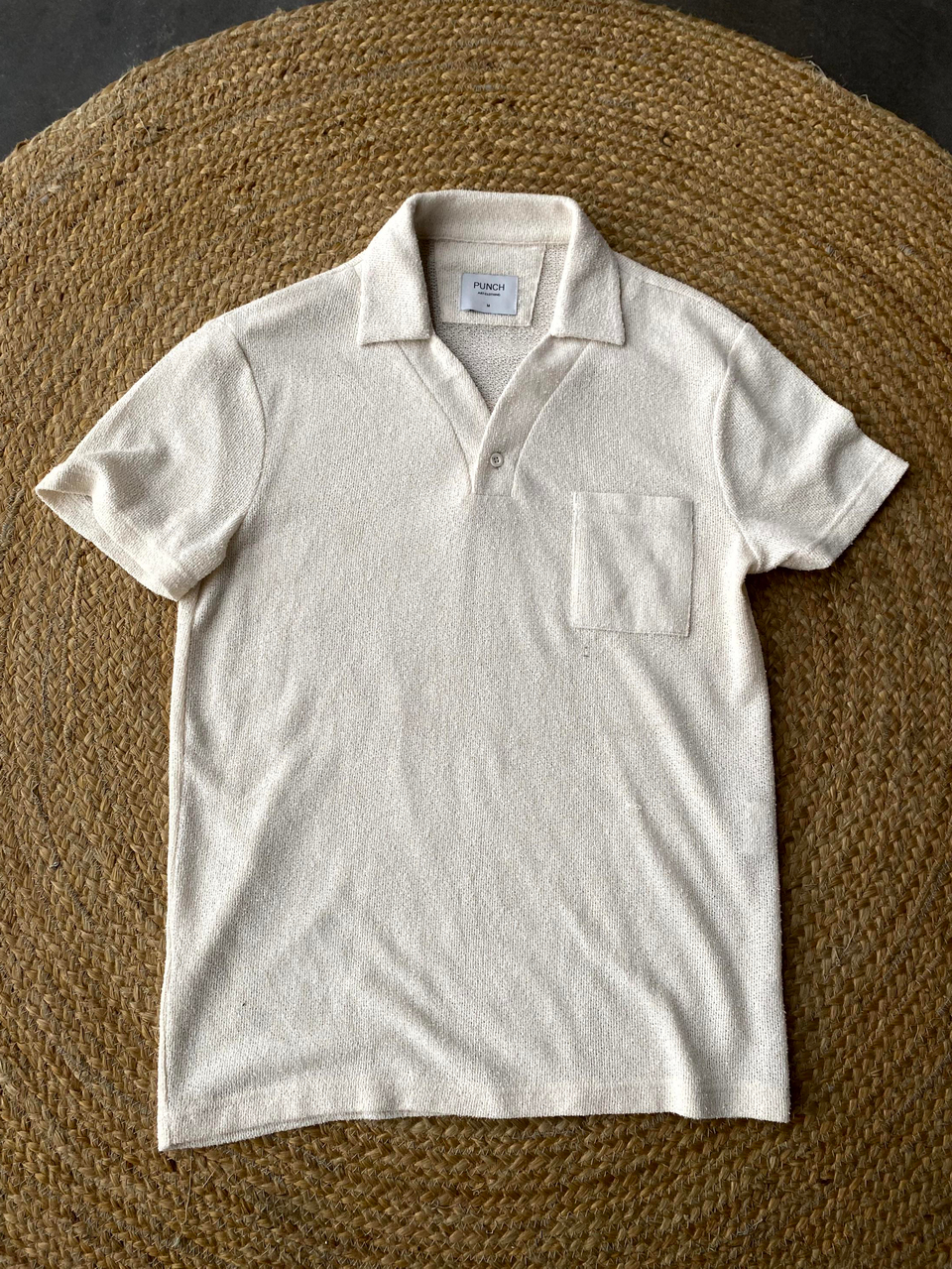 T-SHİRTEkru Tek Cepli Triko Polo Yaka T-shirt PNC