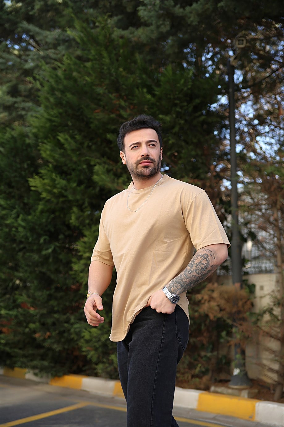 T-shirtErkek Krem Oversize Tshirt