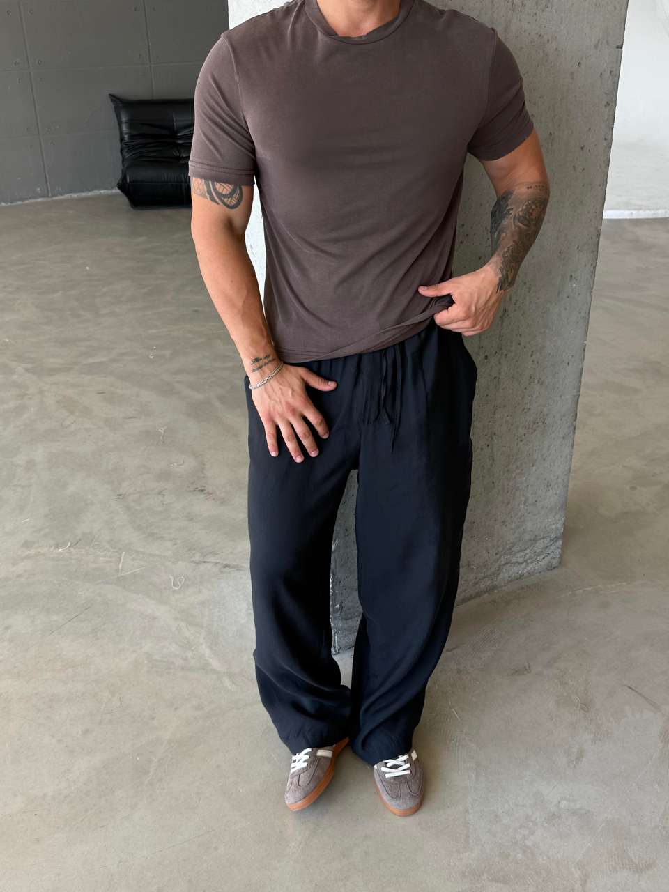 T-SHİRTKahve Yumuşak Doku Slim Fit Süprem Tişört PNC 8167