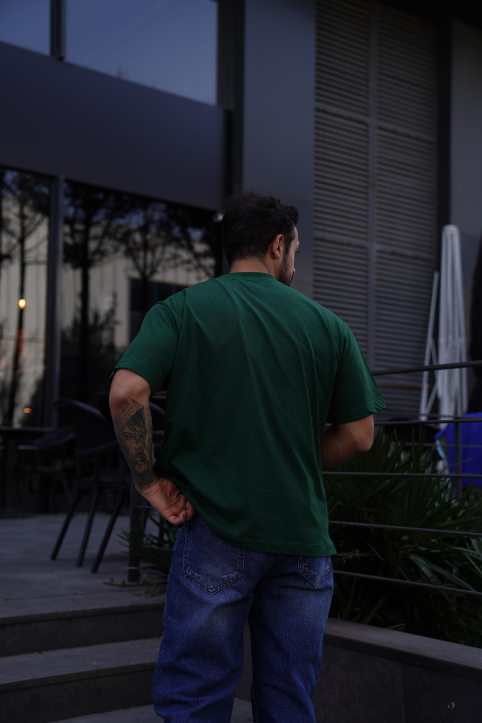 T-SHİRTKoyuYeşil Compak Düz Oversize T-Shirt SNZ
