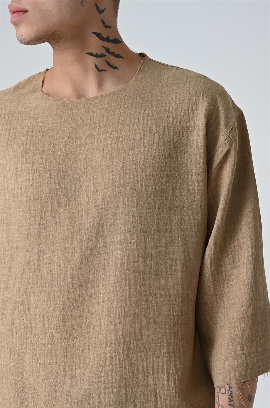 t-shirtkrem-keten-fakir-kol-