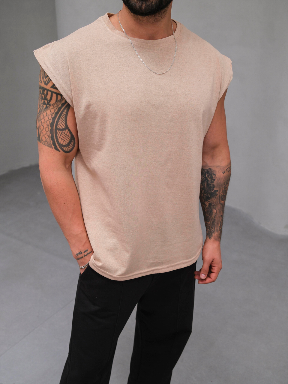 T-SHİRTKrem Suprem Oversize Atlet BS