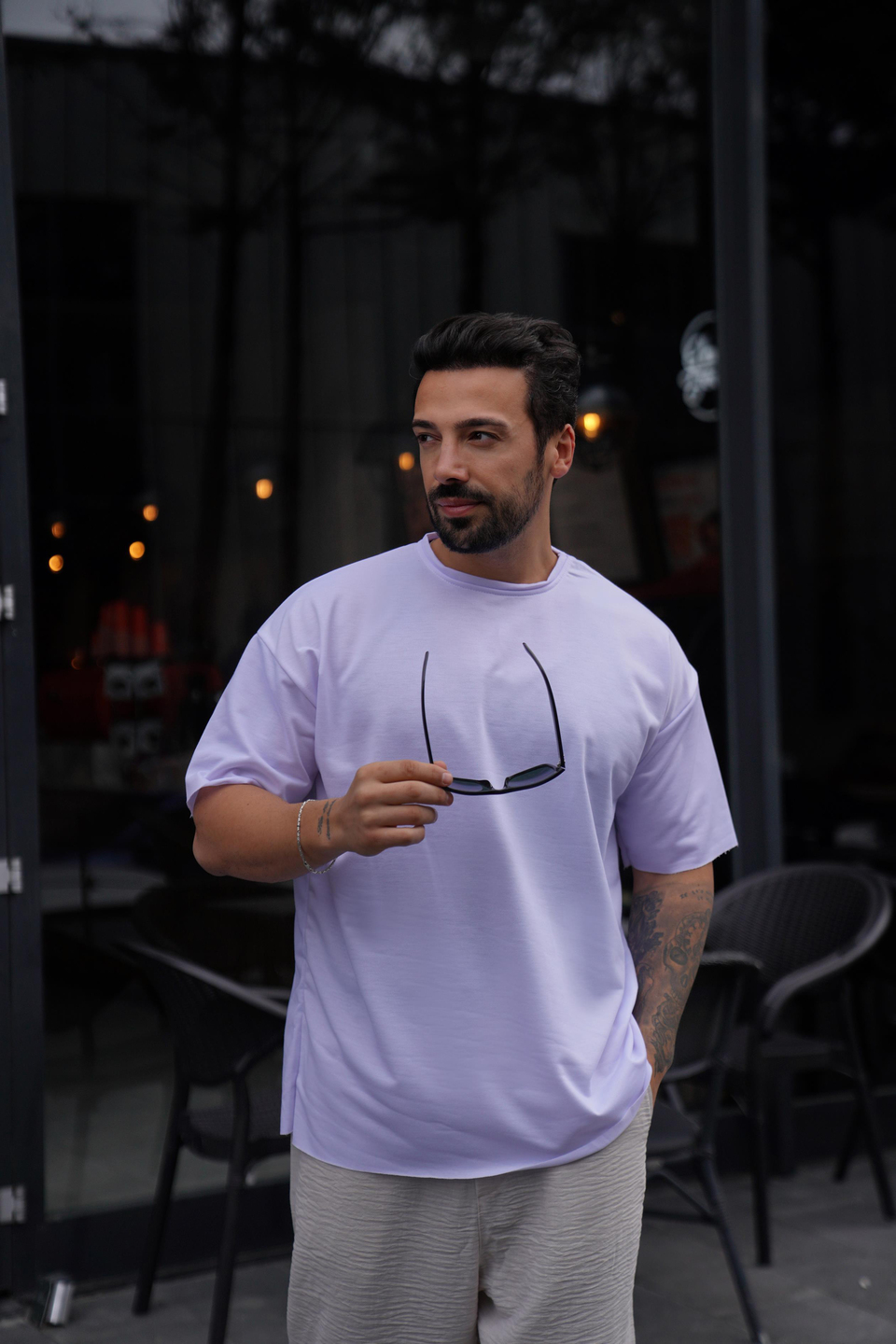 T-SHİRTLila Pis Kesim Oversize TK 1002