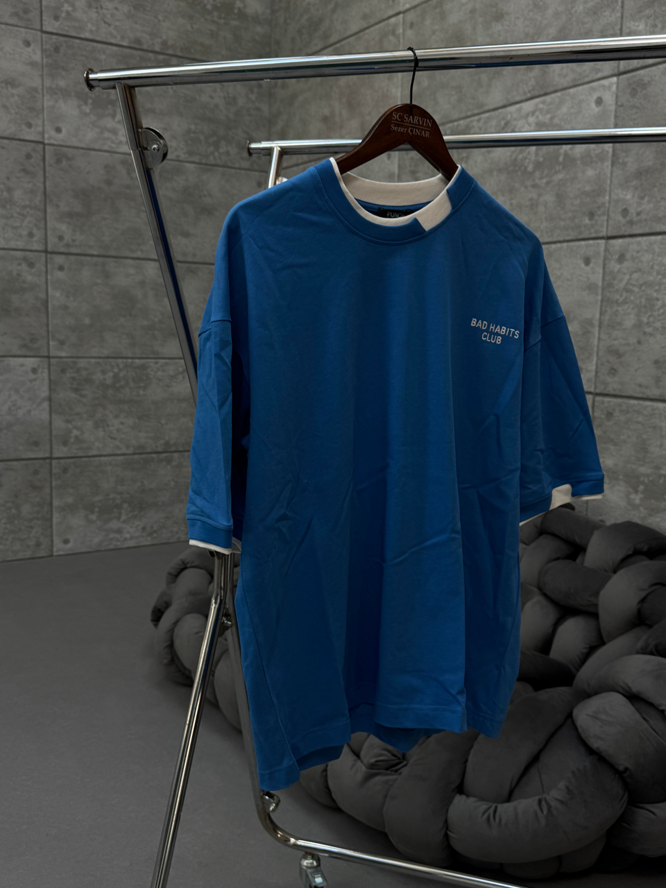 T-SHİRTMavi Bad Habıts Baskılı Oversize T-SHİRT PNC