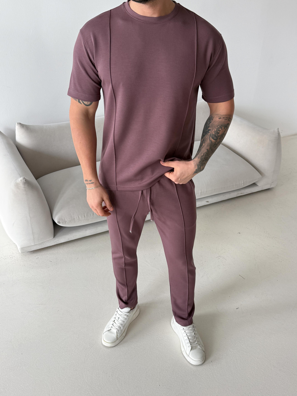 T-SHİRTMürdüm Çimalı Oysho Regular Fit Tişört LNS 37099