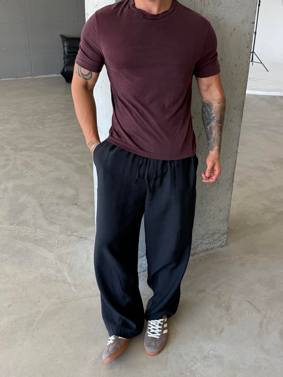 T-SHİRTMürdüm Yumuşak Doku Slim Fit Süprem Tişört PNC 8167