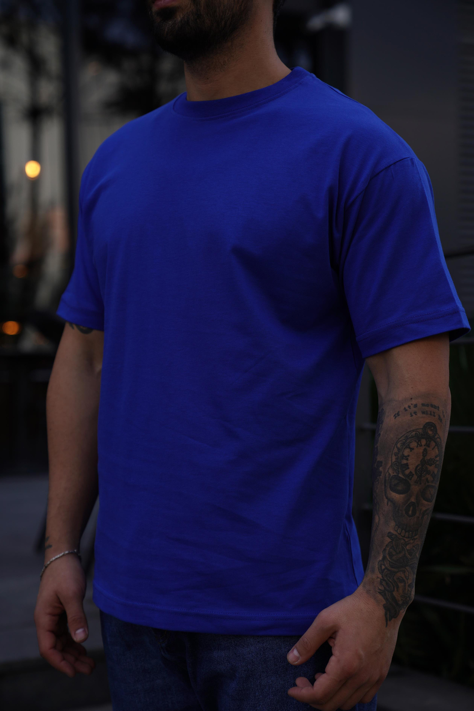 T-SHİRTSaksmavi Compak Düz Oversize T-Shirt SNZ