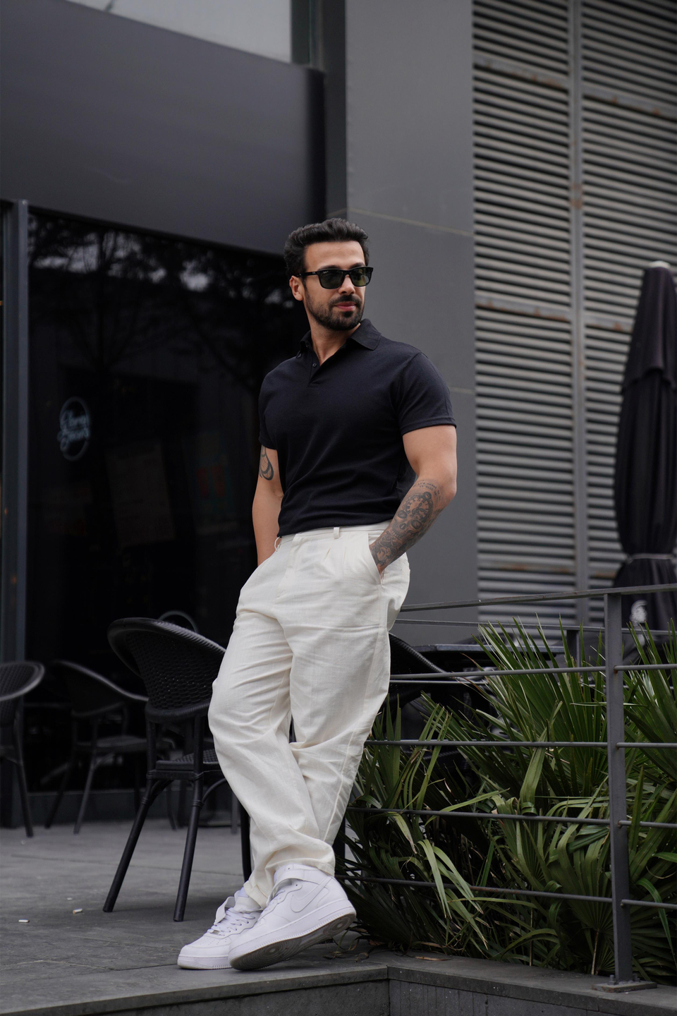 T-SHİRTSiyah Polo Yaka Düz Lacos TK 1004