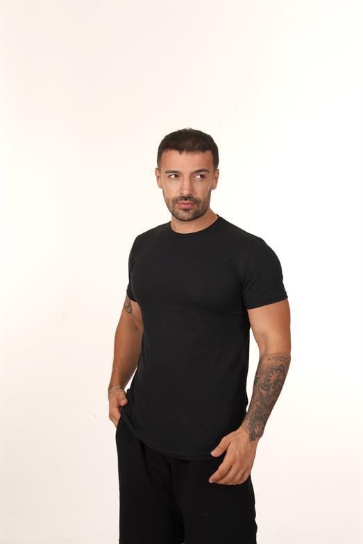 T-SHİRTSiyah Siyah Slim Fit Basic T-SHİRT TB