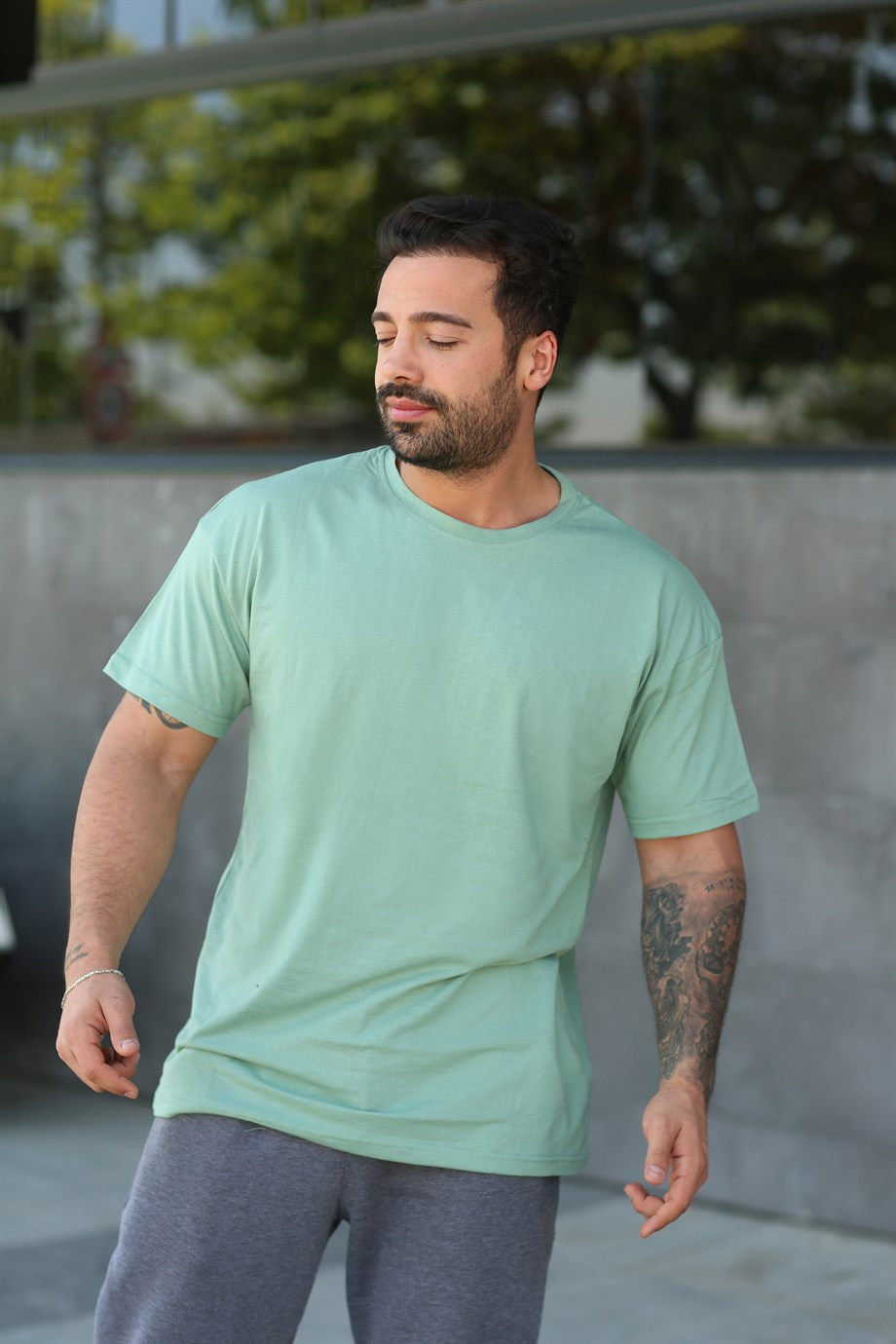 T-SHİRTSu Yeşili Penye Oversize T-SHİRT MHL