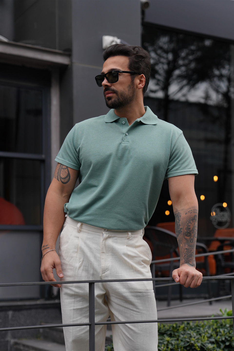 T-SHİRTSuyeşili Polo Yaka Düz Lacos TK 1004
