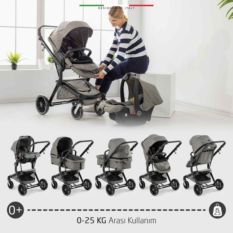Elele Allroad 3 Travel Sistem Bebek Arabası Silver Gri
