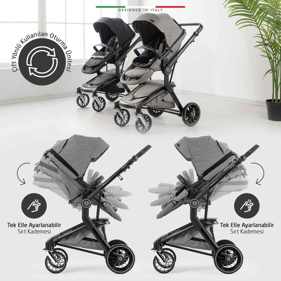 Elele Allroad 3 Travel Sistem Bebek Arabası Silver Gri