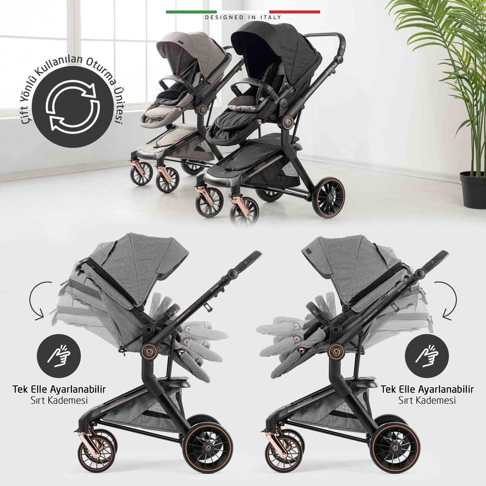 Elele Allroad 3 Travel Sistem Bebek Arabası Rose Gri