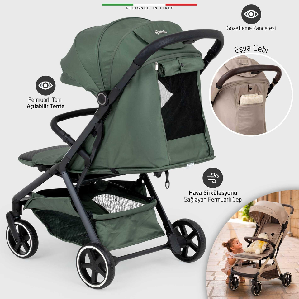 Elele Cabina Kabin Tipi Bebek Arabası Yeşil
