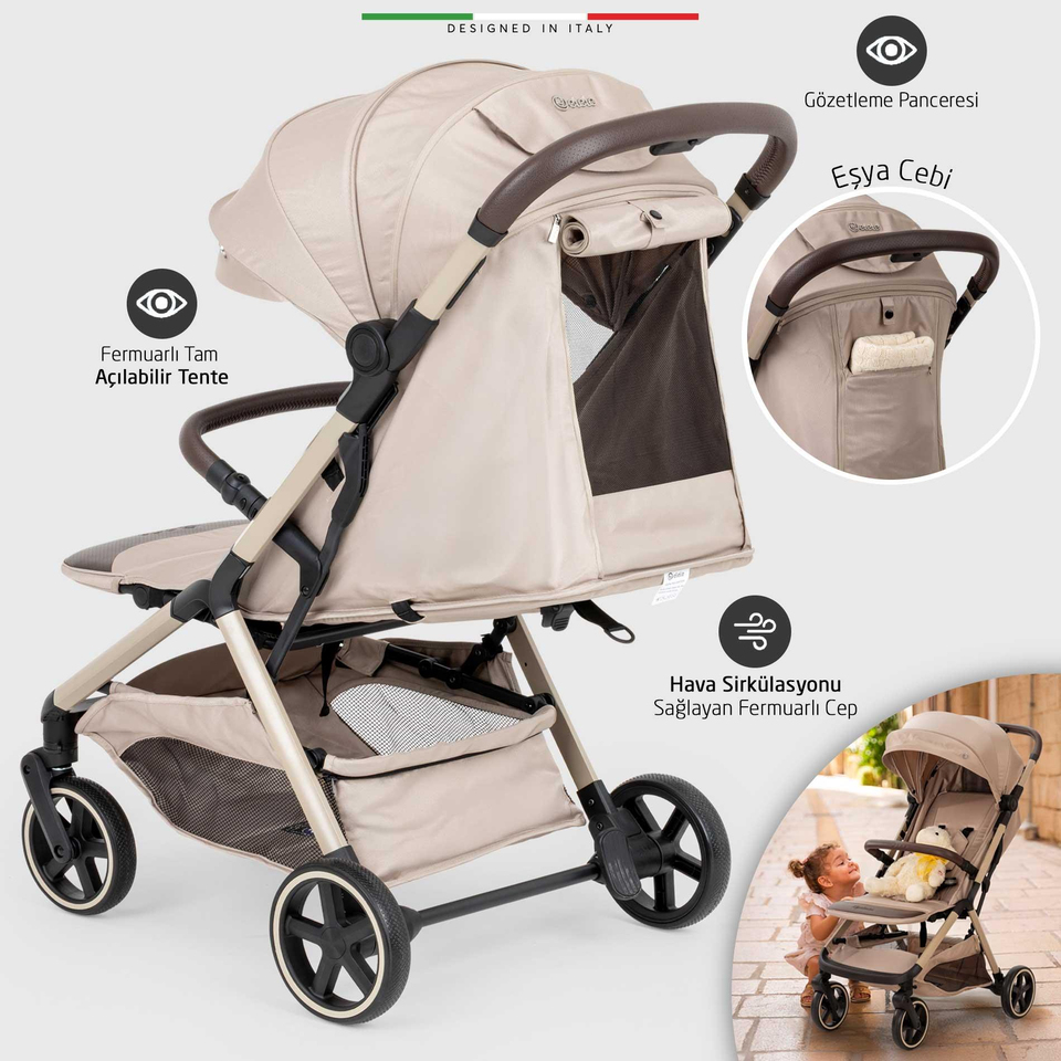 Elele Cabina Kabin Tipi Bebek Arabası Bej
