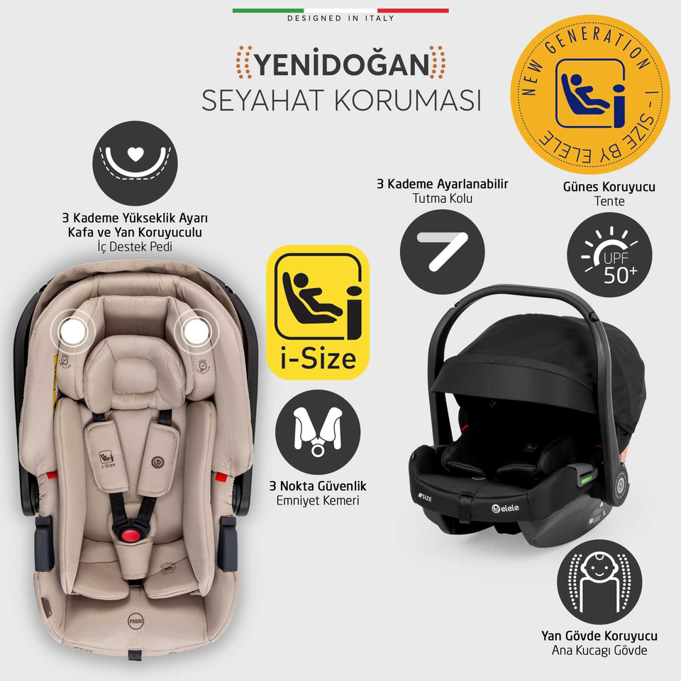 Elele Cabina Kabin Tipi Travel Sistem Bebek Arabası Siyah