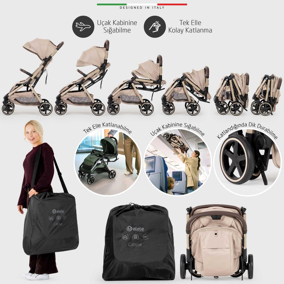 Elele Cabina Kabin Tipi Travel Sistem Bebek Arabası Siyah
