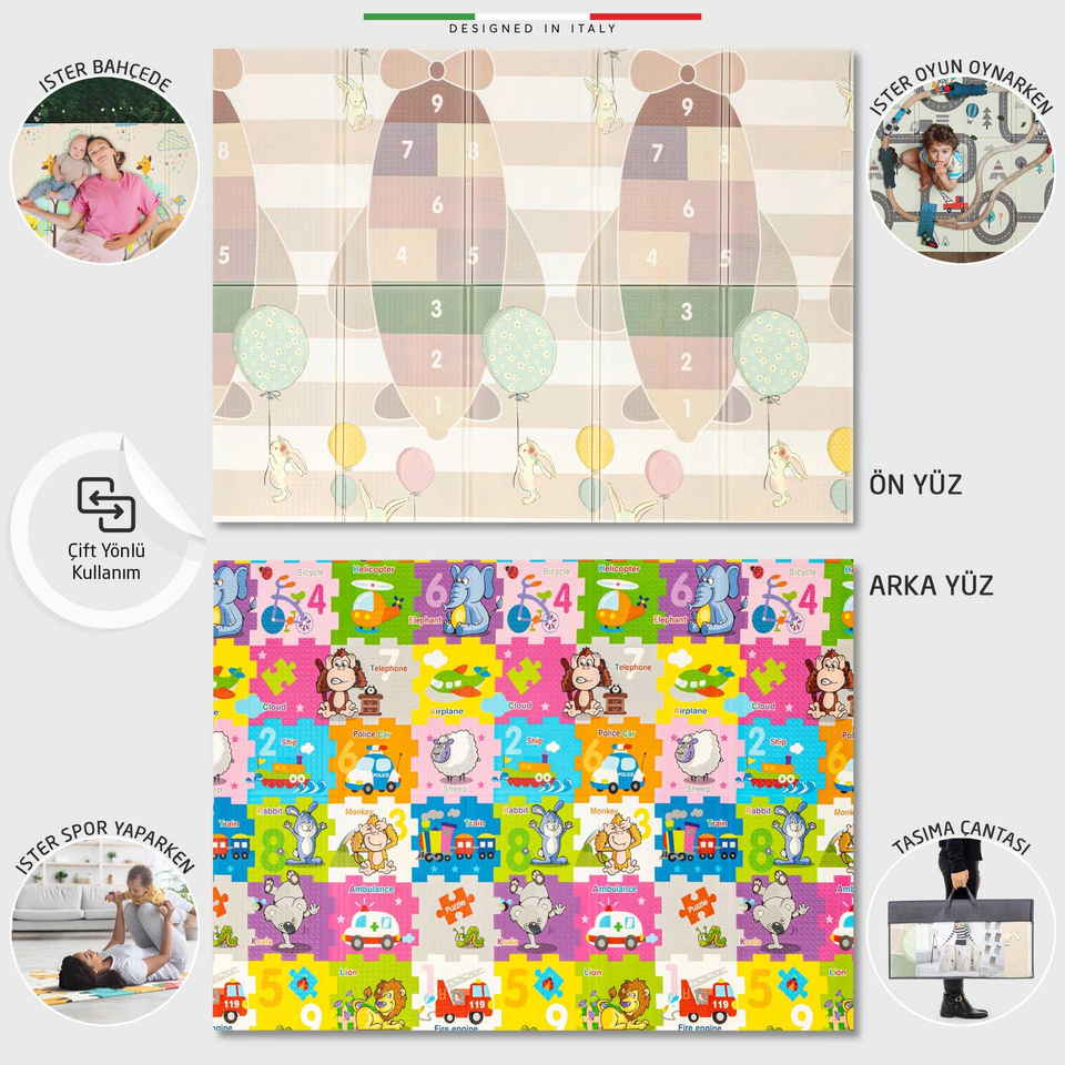 Elele Carla Katlanabilir Oyun Matı Oyun Halısı 150x200x1 Cm XFD115 Carla