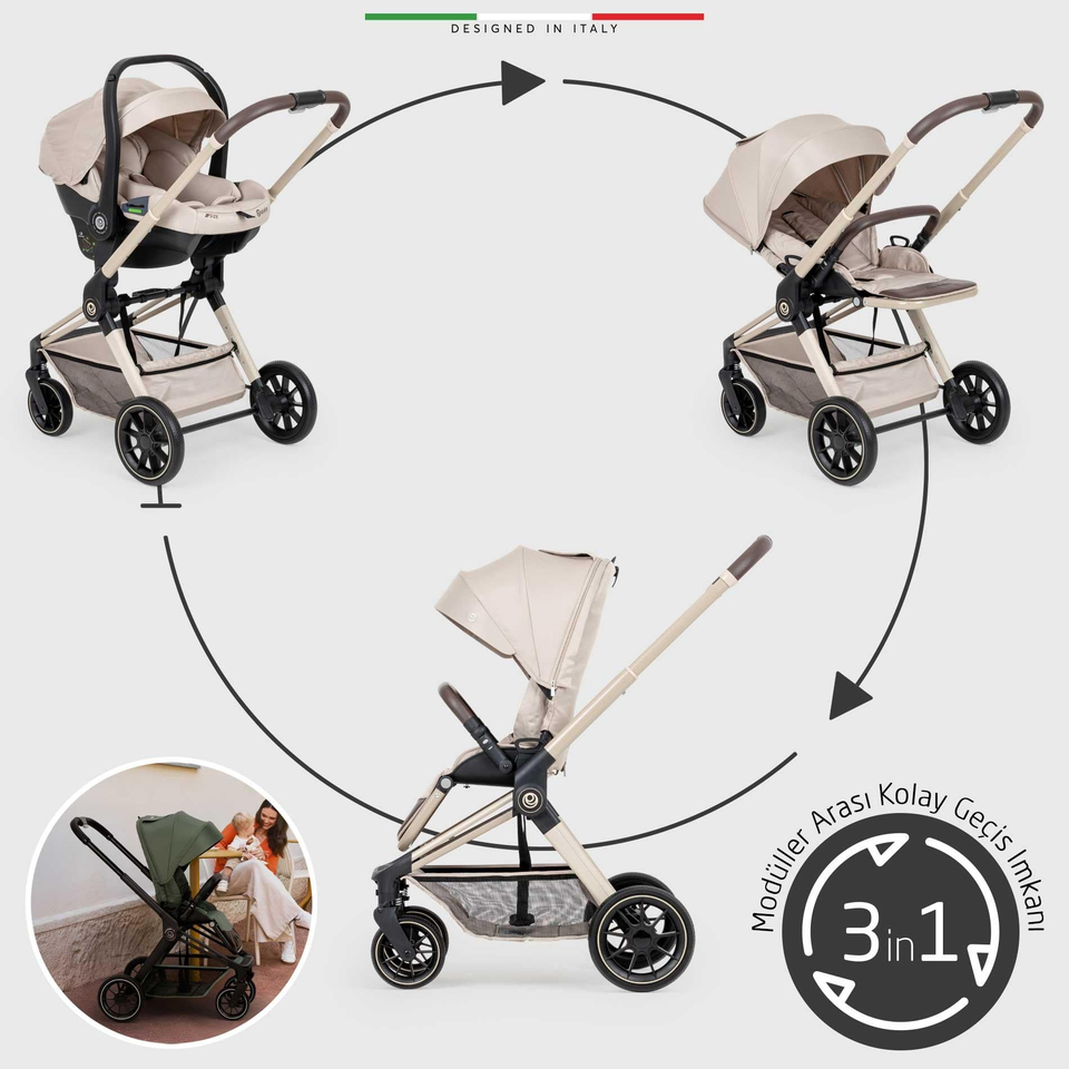 Elele Firenze Travel Sistem Bebek Arabası Bej
