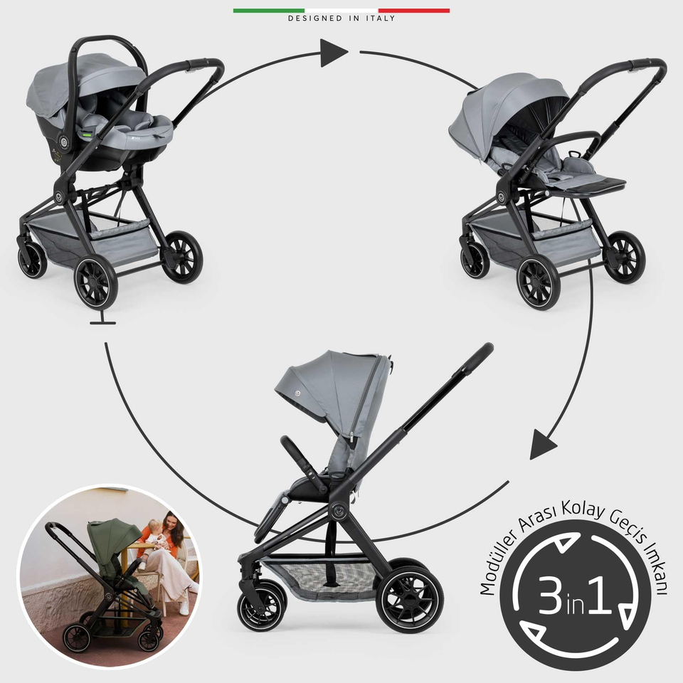 Elele Firenze Travel Sistem Bebek Arabası Gri