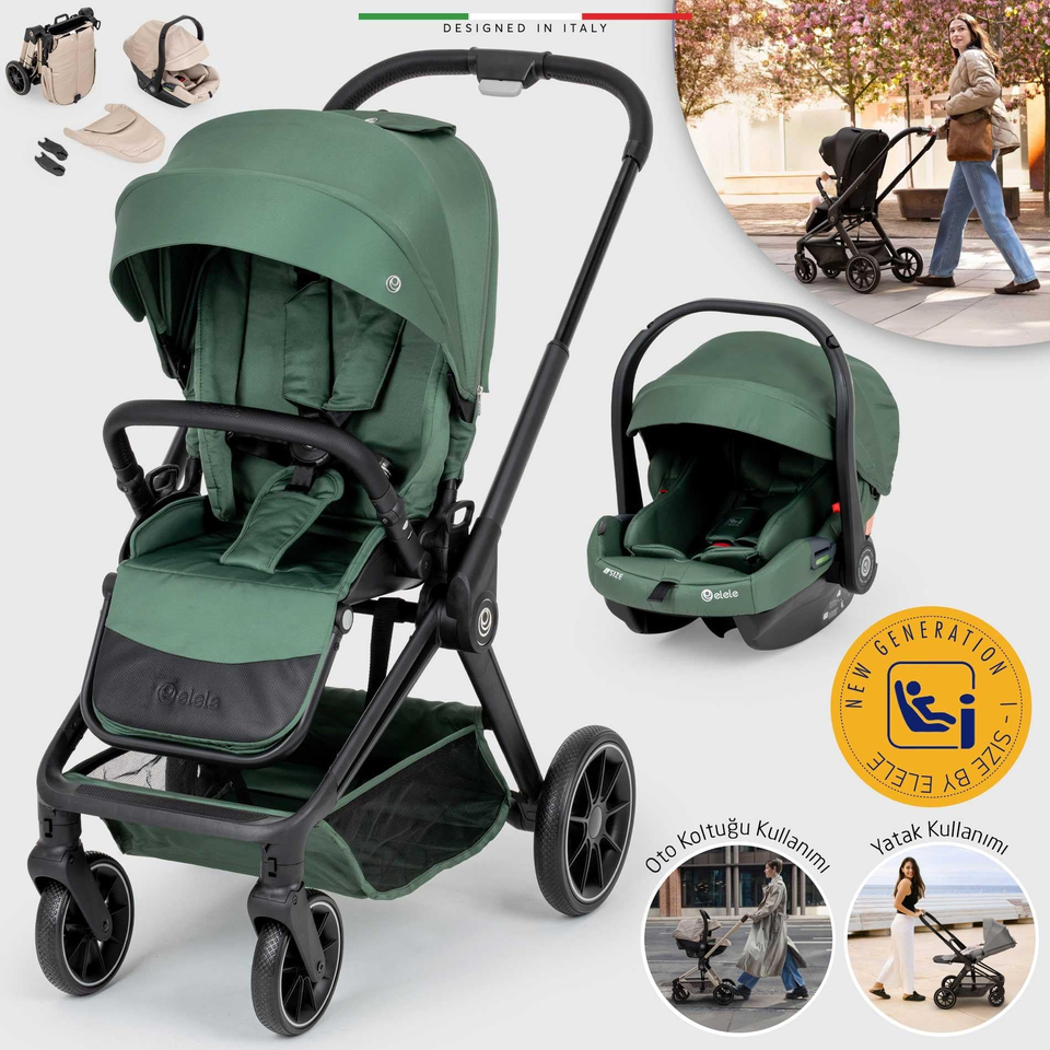 Elele Firenze Travel Sistem Bebek Arabası Yeşil