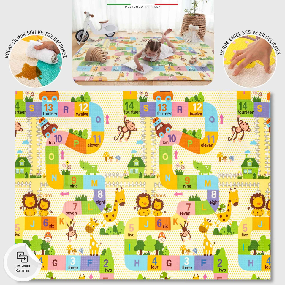 Elele Game Road Katlanabilir Oyun Matı Oyun Halısı 150x200x1 Cm XFD111 Game Road