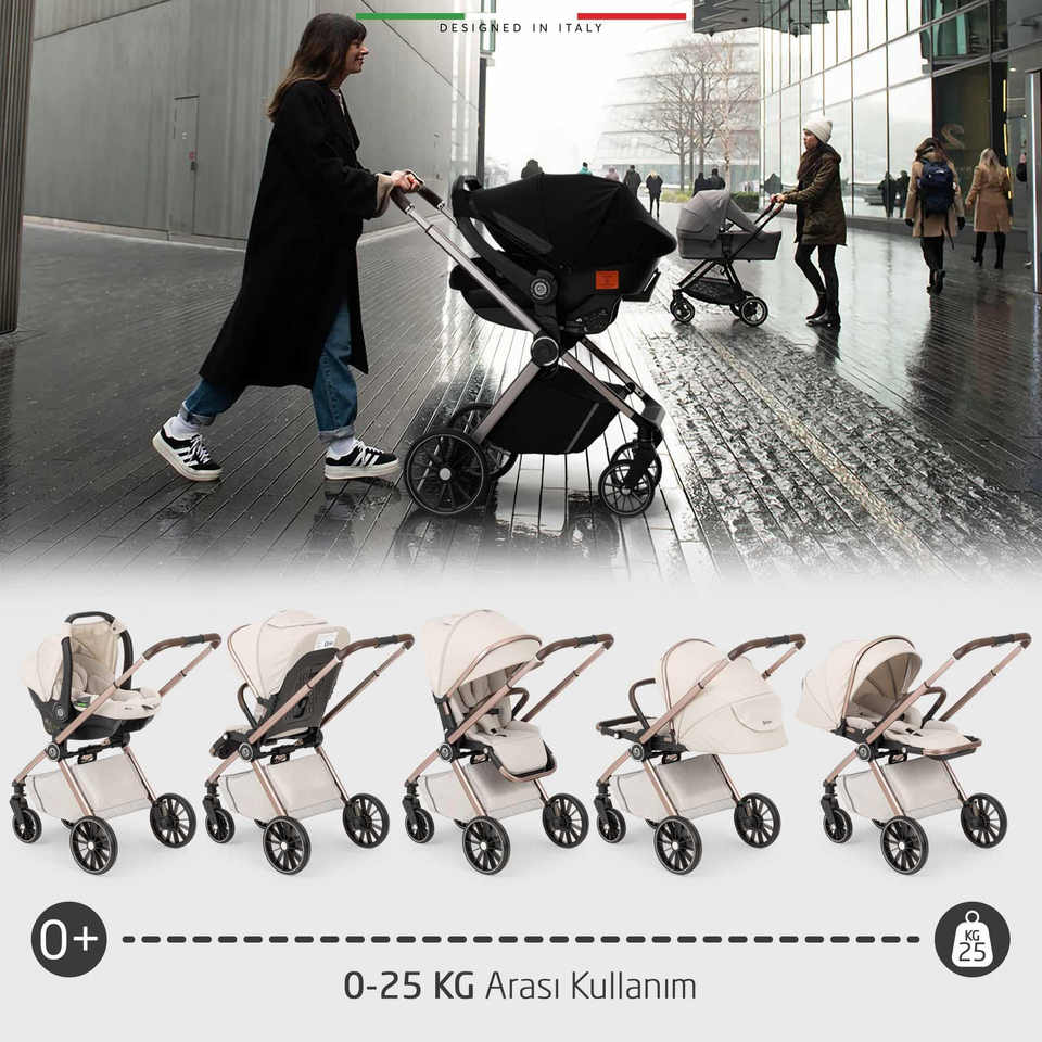 Elele Milazzo Premium Travel Sistem Bebek Arabası Bej
