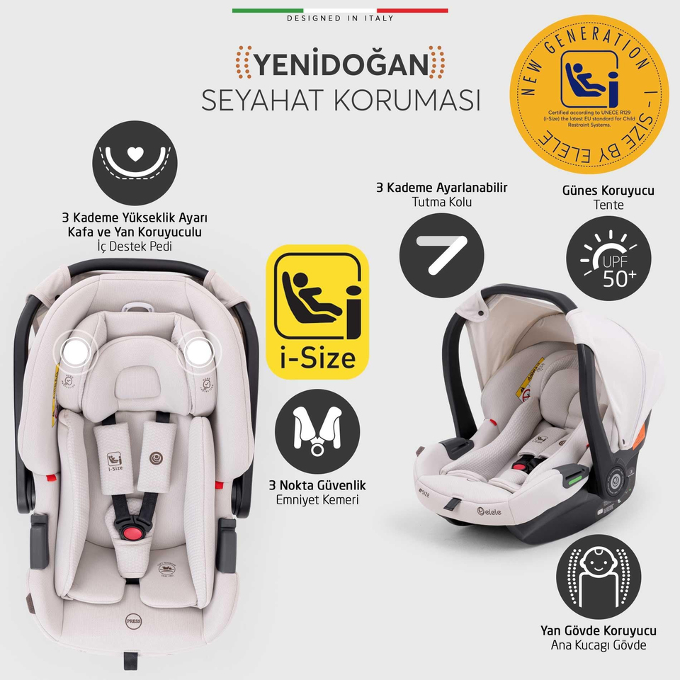 Elele Milazzo Premium Travel Sistem Bebek Arabası Bej