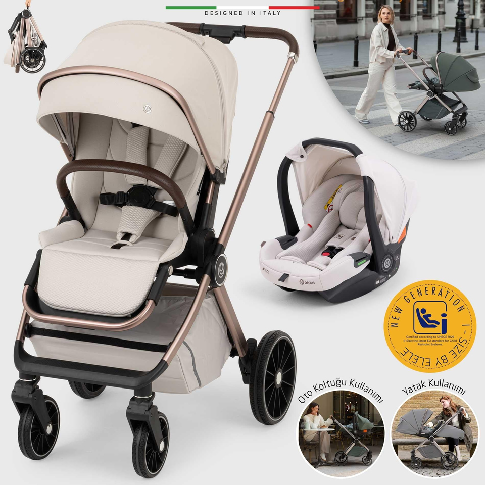 Elele Milazzo Premium Travel Sistem Bebek Arabası Bej