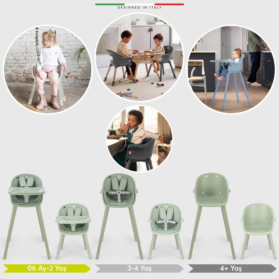 Elele Misto 4in1 Bebek Mama Sandalyesi ve Mama Oturağı İç Pedli Yeşil