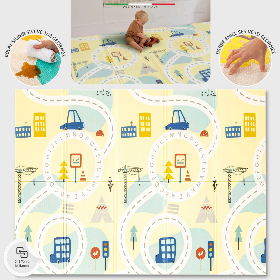 Elele Monti Road Katlanabilir Oyun Matı Oyun Halısı 150x200x1 Cm XFD113 Monti Road