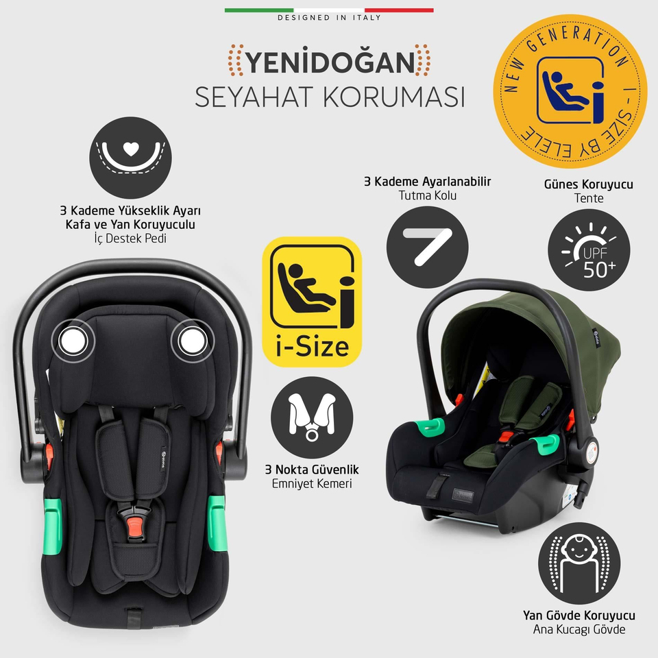 Elele Nuvola Kabin Tipi Travel Sistem Bebek Arabası Yeşil