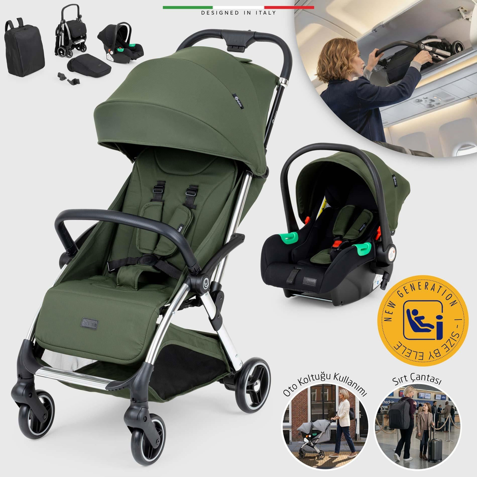 Elele Nuvola Kabin Tipi Travel Sistem Bebek Arabası Yeşil