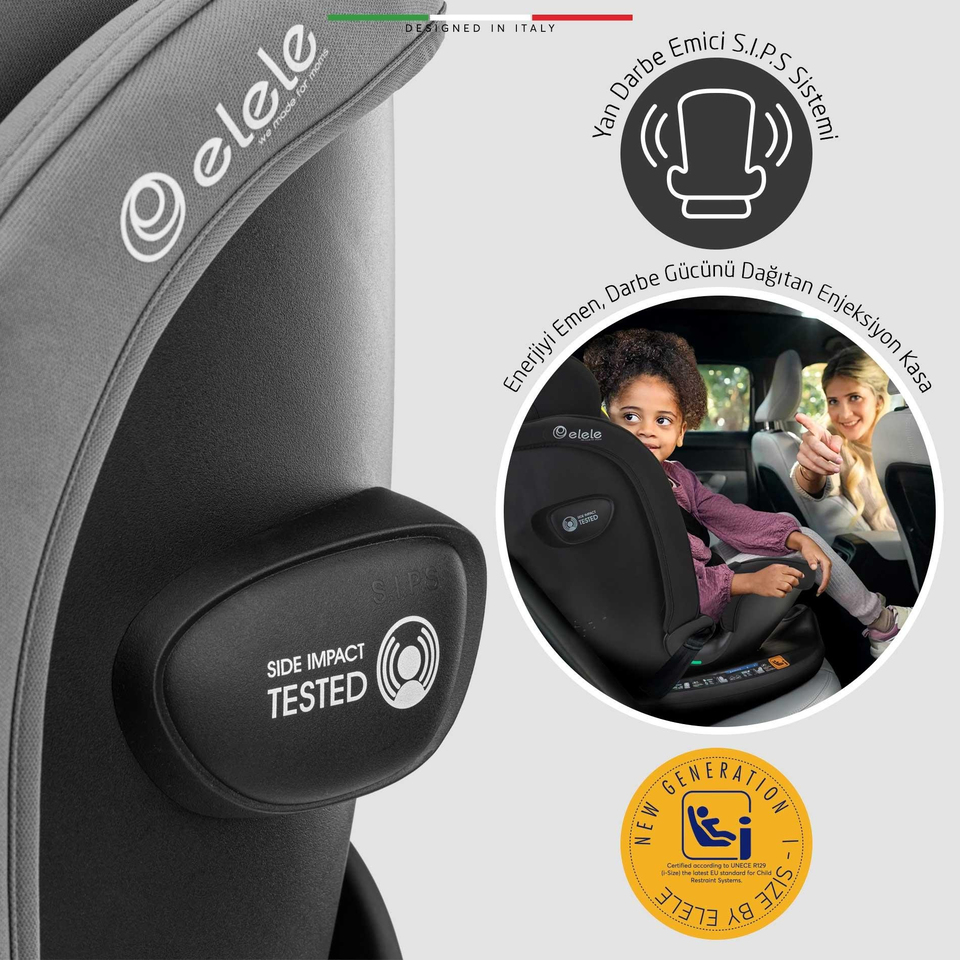 Elele RitornoFix 360° Dönen I-Size Oto Koltuğu İsoFix 40-150 CM 0-36 KG Yeşil