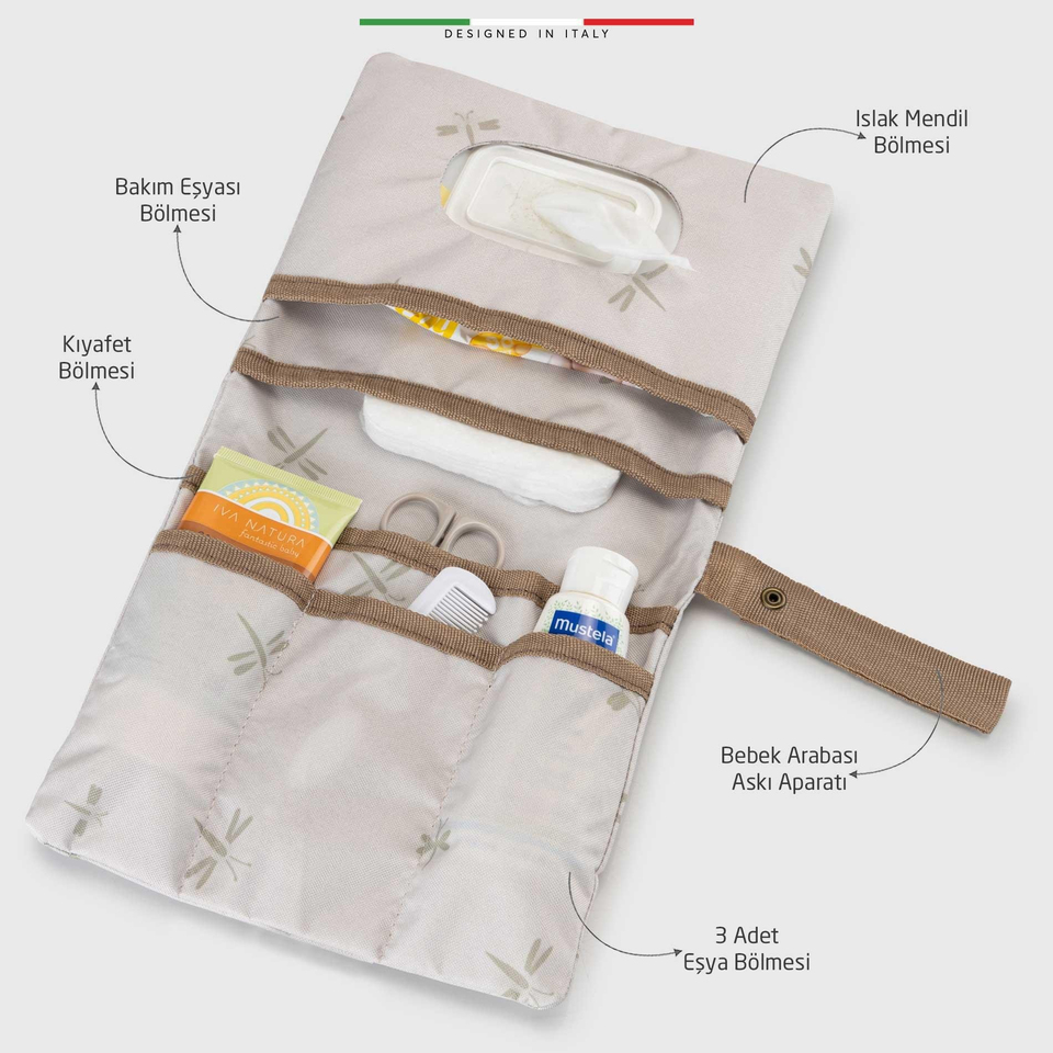 EleleLife Bebek Bakım Organizer Çantası Natura Bej