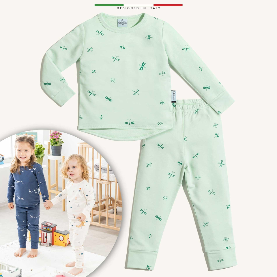EleleLife Bebek Çocuk Pijama Takımı 1 Tog Yeşil Sanno
