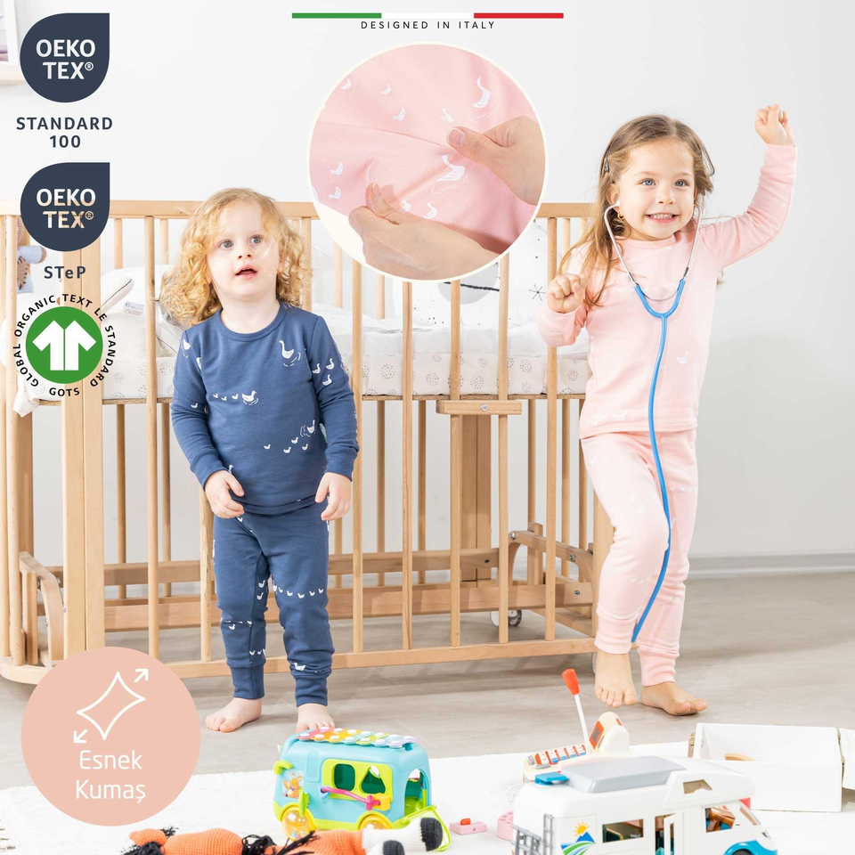 EleleLife Bebek Çocuk Pijama Takımı 1 Tog Yeşil Sanno