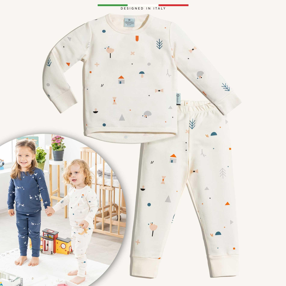 EleleLife Bebek Çocuk Pijama Takımı 1 Tog Krem Mono