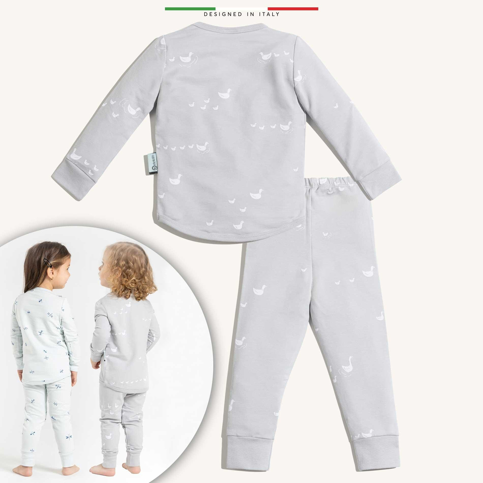 EleleLife Bebek Çocuk Pijama Takımı 1 Tog Gri Pato