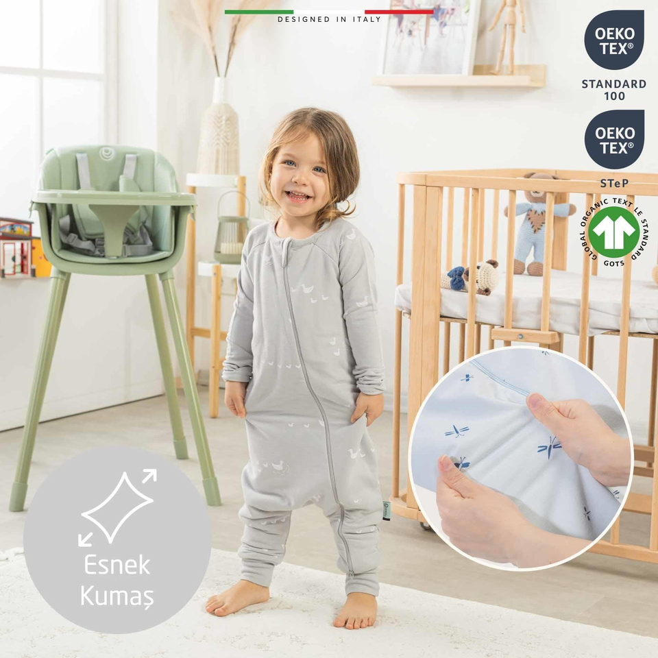 EleleLife Dolgulu Çoçuk/Bebek Uyku Tulumu 2.7 Tog Gri Pato