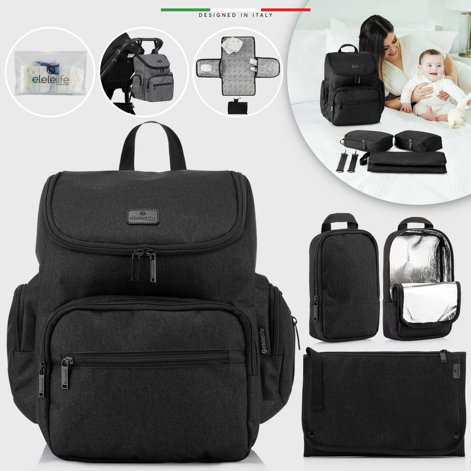EleleLife Flora 2 4in1 Anne Bebek Bakım Çantası Siyah