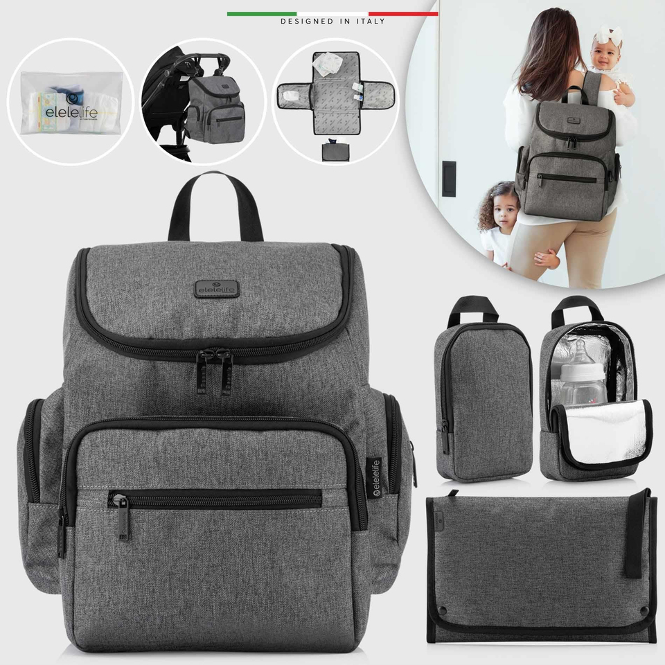 EleleLife Flora 2 4in1 Anne Bebek Bakım Çantası Gri