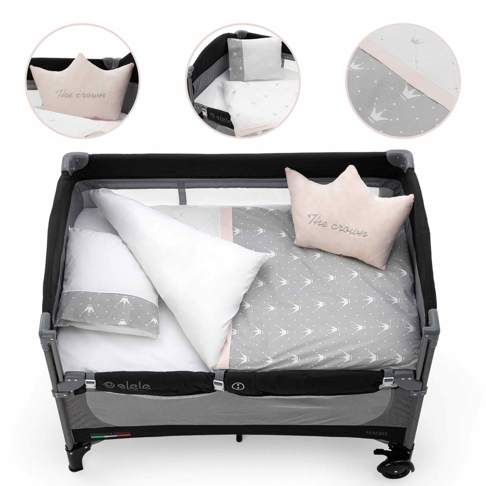 EleleLife Letto 6 Parça Park Yatak Bebek Uyku Seti Pudra