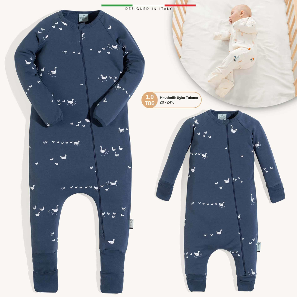 EleleLife Mevsimlik Çoçuk/Bebek Uyku Tulumu 1 Tog İndigo Pato