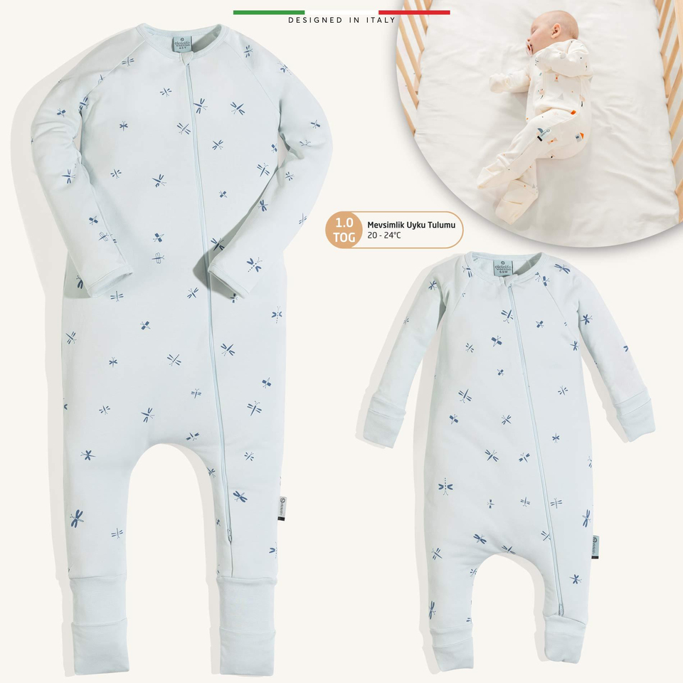 EleleLife Mevsimlik Çoçuk/Bebek Uyku Tulumu 1 Tog Mavi Sanno