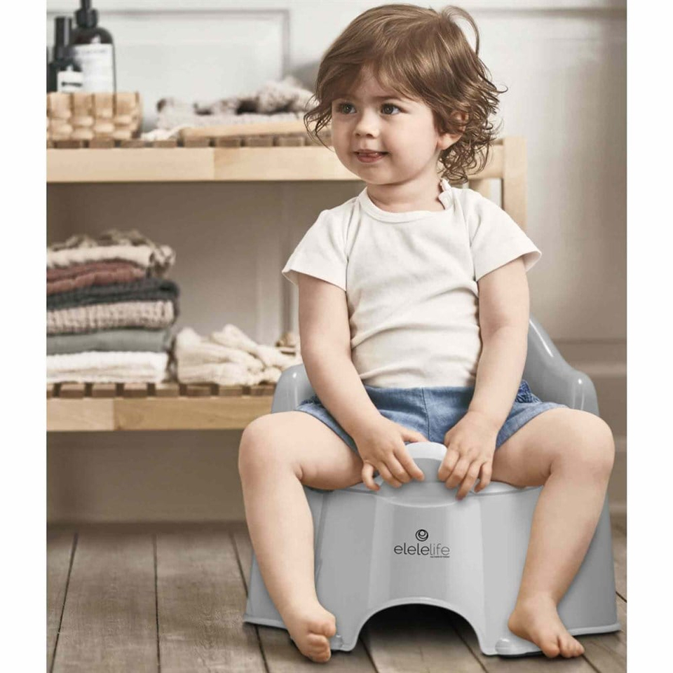 EleleLife Tuvalet Eğitimi için Taşınabilir Bebek Lazımlık Gri