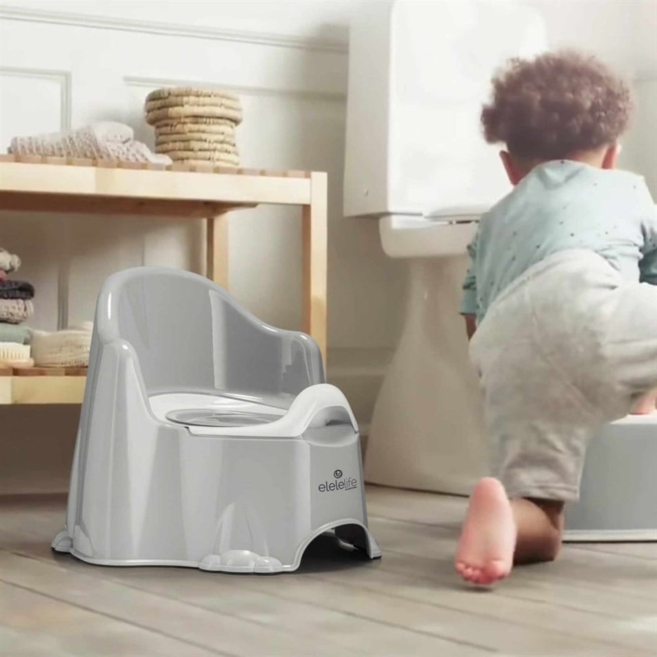 EleleLife Tuvalet Eğitimi için Taşınabilir Bebek Lazımlık Gri