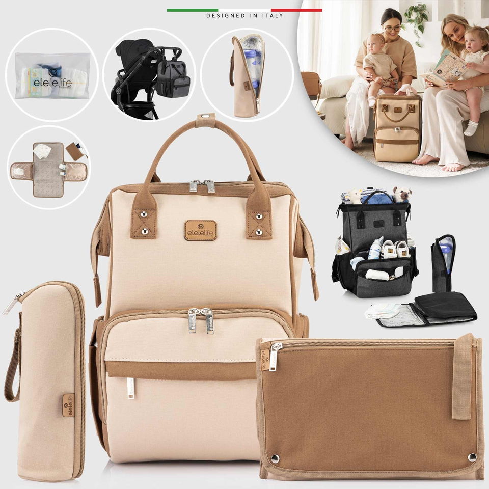 EleleLife Venice 3in1 Anne Bebek Bakım Çantası Bej